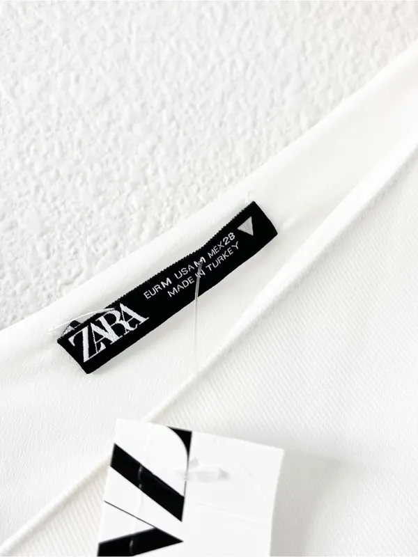 Zara White Double V-Neck Flowy Bridal Mini Dress - Image 3
