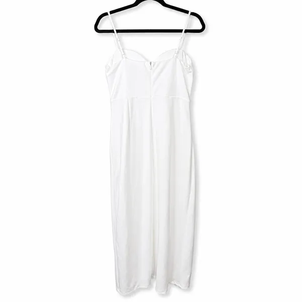 Lulus NWOT White Always Turning Heads Bustier Tulip Sweetheart Midi Dress Large - Image 7