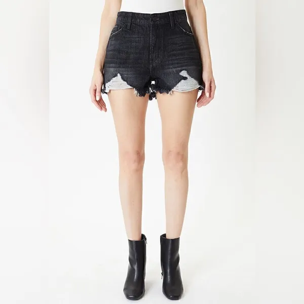 KanCan Wayne black raw hem high rise distressed shorts 11/29 NWT - Image 3