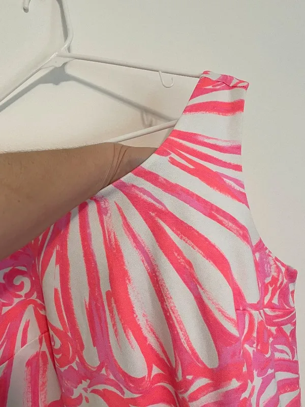 LILLY PULITZER Callie Shift Dress Pink Sun Ray Shimmy Shimmy Neon Seashell Large - Image 6