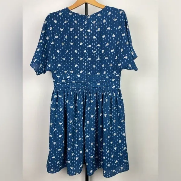 &‎ Other Stories Blue Floral Short Sleeve Lined A-Line Dress Size 10 - Image 4