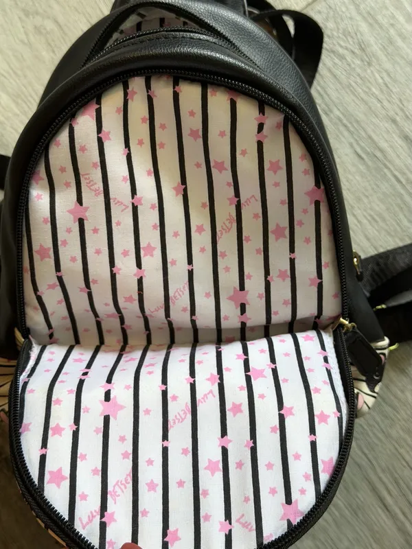 Betsey Johnson Purse Backpack Frenchy French Bulldog Striped Pattern - Image 8
