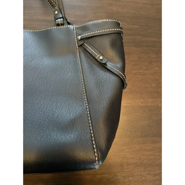 Lauren Ralph Lauren LRL Black Leather Sheldon Tote Handbag Shoulder Bag Purse - Image 12