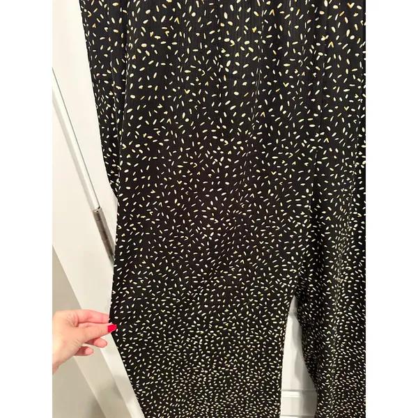 Downeast Womens XL Black Tan Seed Print Ruffle Long Sleeve Wide Leg‎ Jumpsuit - Image 6