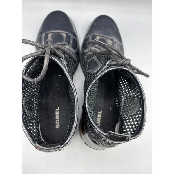Sorel Womens Boots 7 Major Lace‎ Mesh Black Ankle Patent Leather - Image 4