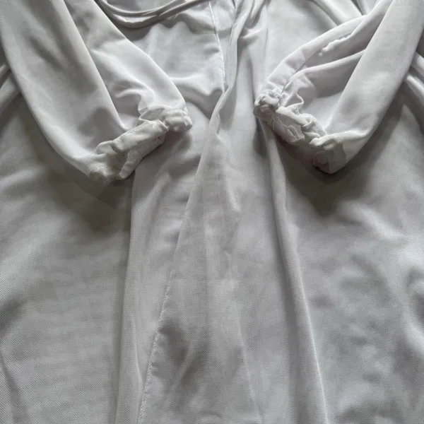 Sheer Long Cardigan Swim Cover White - Image 4
