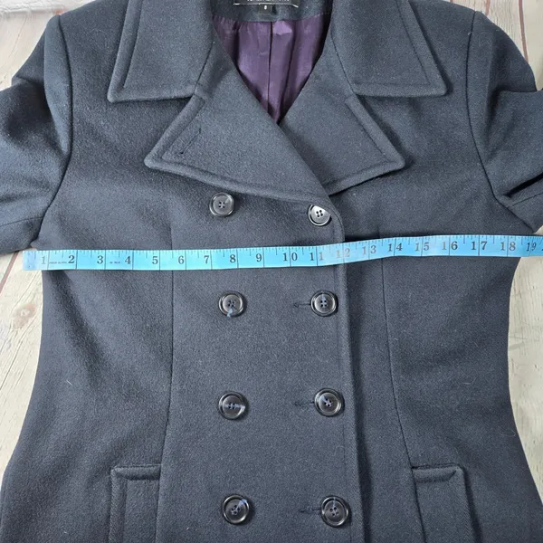 Jones New York Womens Navy Blue‎ 100% Wool Double Breasted Peacoat Made in USA 8 - Image 7