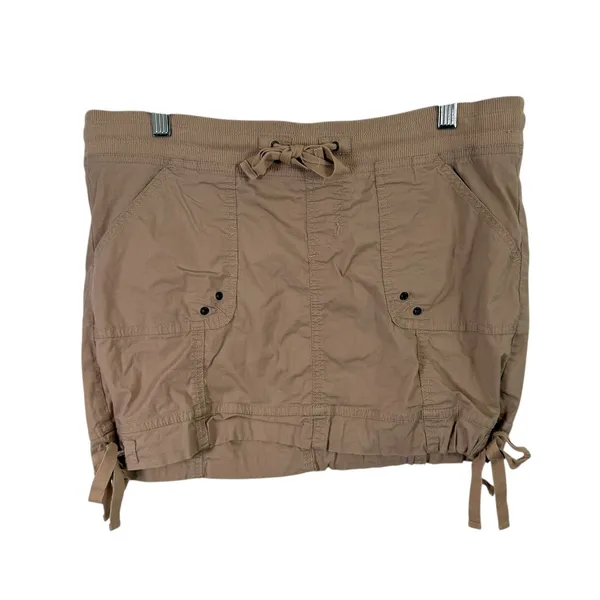 Old‎ Navy Y2K Beige Utility Mini Skirt Pull On Stretch Cotton Womens Size Small - Image 2