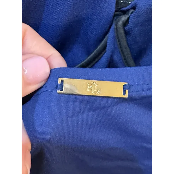 LAUREN RALPH LAUREN Swimsuit One Piece Twist Bandeau Underwire Size 8 Blue NWT - Image 3
