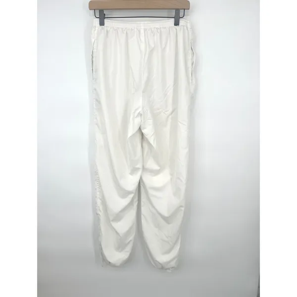 Vintage Nike Track Pants Women Medium White 90s Windbreaker Joggers Swoosh Logo - Image 4