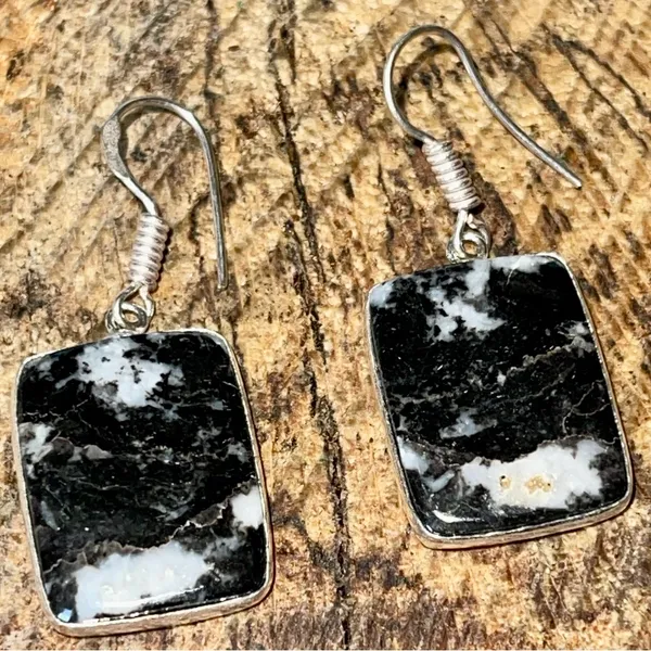 Square White Buffalo Turquoise Earrings 1 1/2” Black - Image 12