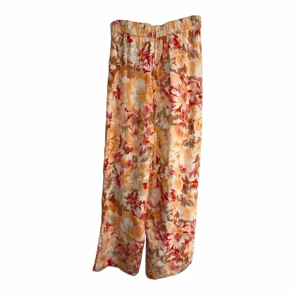 ✨Abercrombie & Fitch Linen-Blend Pull-On Wide Leg Orange Pattern Sz Small R Pant - Image 10