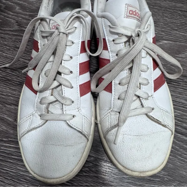 Adidas White Sneakers w/Pink Stripes - Image 13