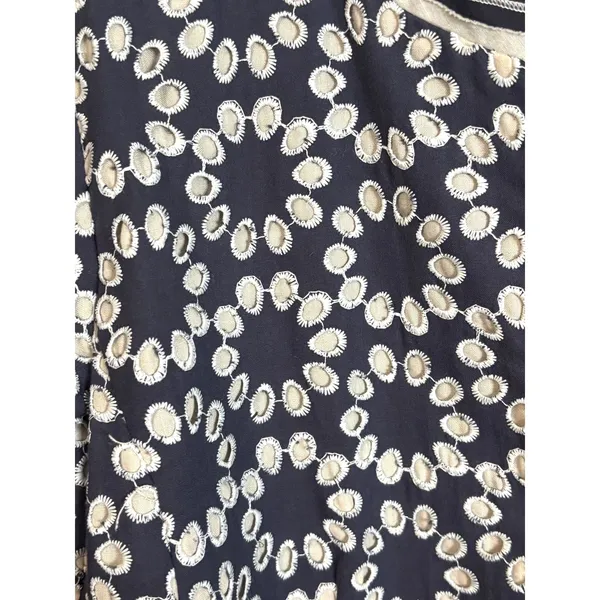 Madison Hill NY Embroidered Cotton Open Front Blazer Jacket Shacket Navy Size 6 - Image 3
