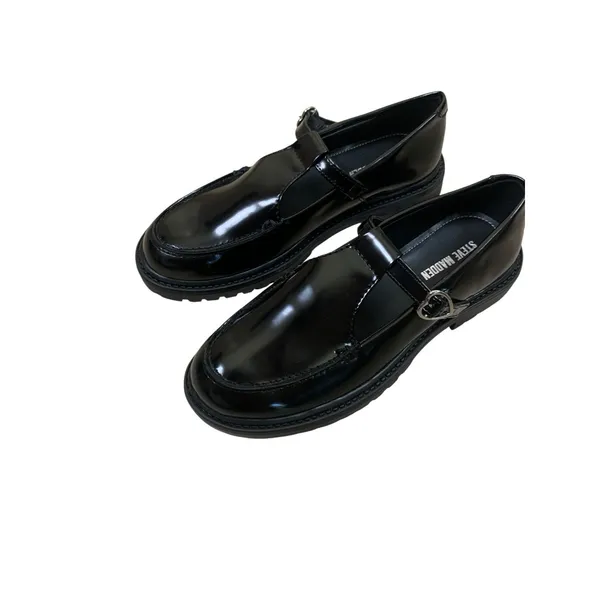 Steve Madden Leona Black Patent Mary‎ Jane Loafers Lug Sole Women's Size 5 - Image 4