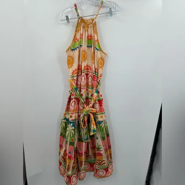Farm Rio Women's Rainbow Sunset‎ Halter Bow Maxi Dress Size XL - Image 2