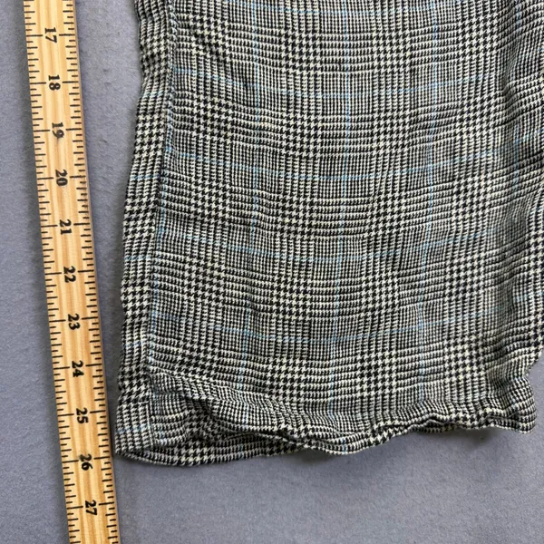 Reformation 100% Linen Wide Leg Plaid Pants‎ Black White Blue Size 2 High Rise - Image 6