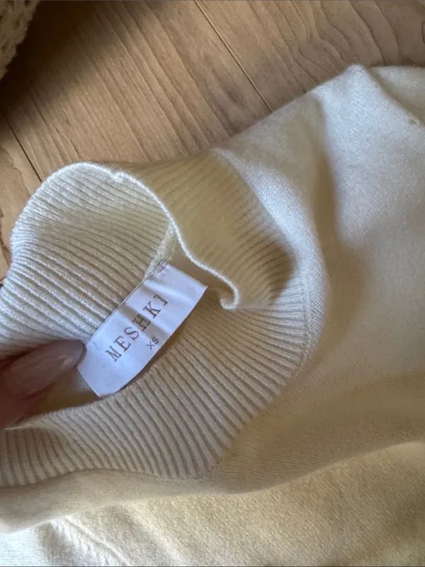 Meshki Cream Knit Mock Neck Sweater Dress - Image 3