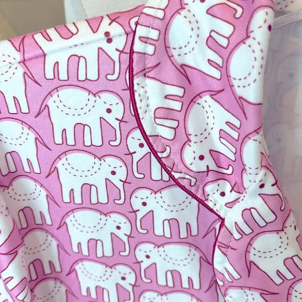 Pink Elephant Buttoned Collar Pajama Top Size M - Image 2