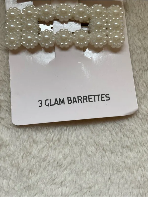 Mane Street Pearl Glam Barrettes - Cream (Set of 3) - Image 2