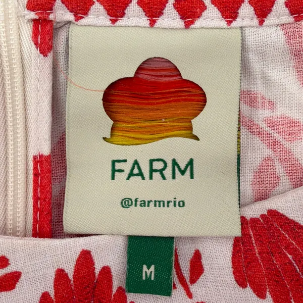 FARM Rio Jungle Flow Linen Toucan Pineapple Mini Dress M Red Boho Resort Wear - Image 9