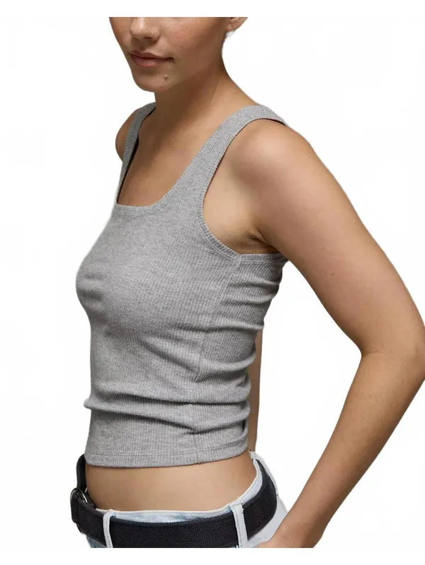 AE Square Neck Plush Tank Top American Eagle NWT Medium Heather Gray Small - Image 6