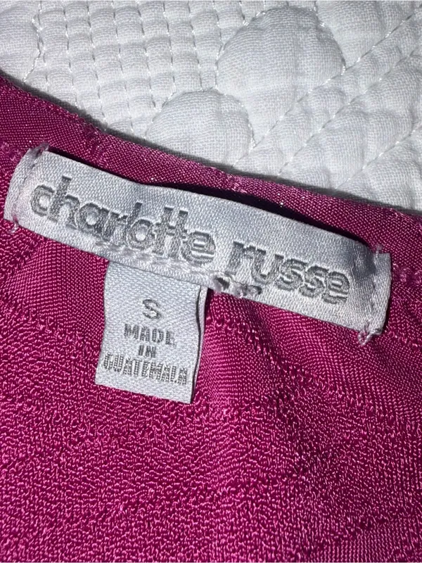 Charlotte Russe Y2K One Shoulder Going Out Top. Size: Small. Color: Magenta. - Image 4