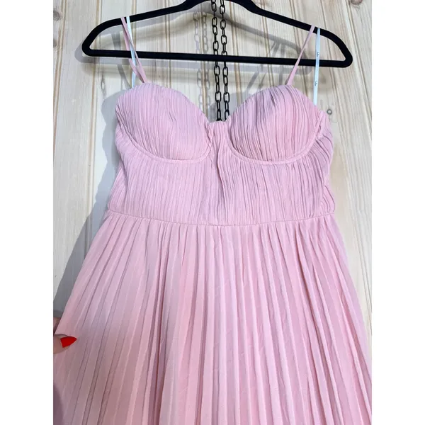 NWT Lulus Admirable Elegance Light Pink Pleated Bustier Maxi Dress Bridesmaid M - Image 4