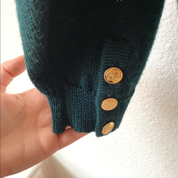 Vintage JH Collectibles Wool Sweater | Gold Crest Buttons | Tartan Argyle - Image 3