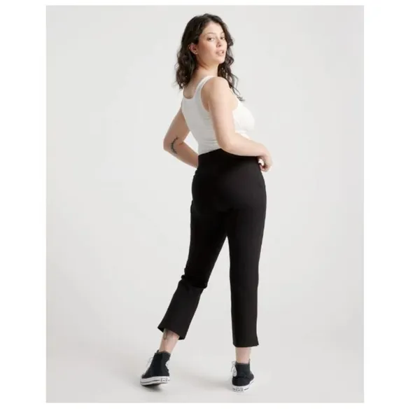 Quince Womens Ultra-Stretch Ponte Kick Flare Pants Pull On Black XS - Image 2