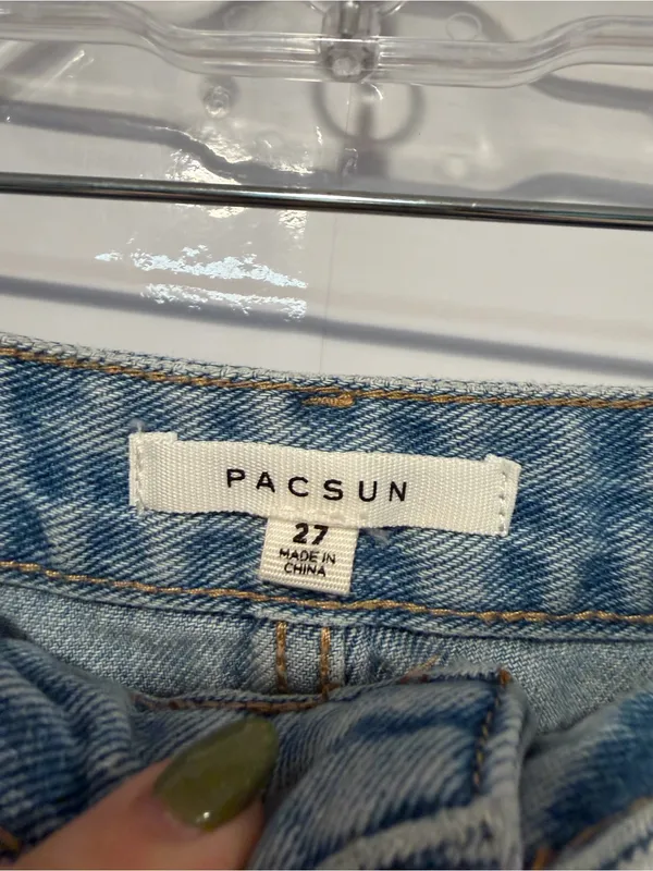 Light Wash Embroidered Cottagecore Mushroom Pacsun Denim Mini Skirt - Blue - Image 2