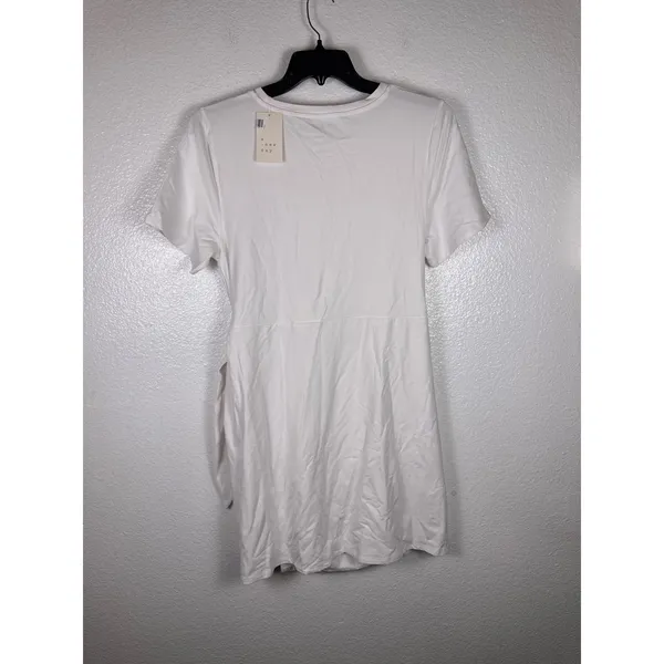 A‎ New Day Women White Side Tie Wrap T-Shirt Dress XL New With Tags - Image 2