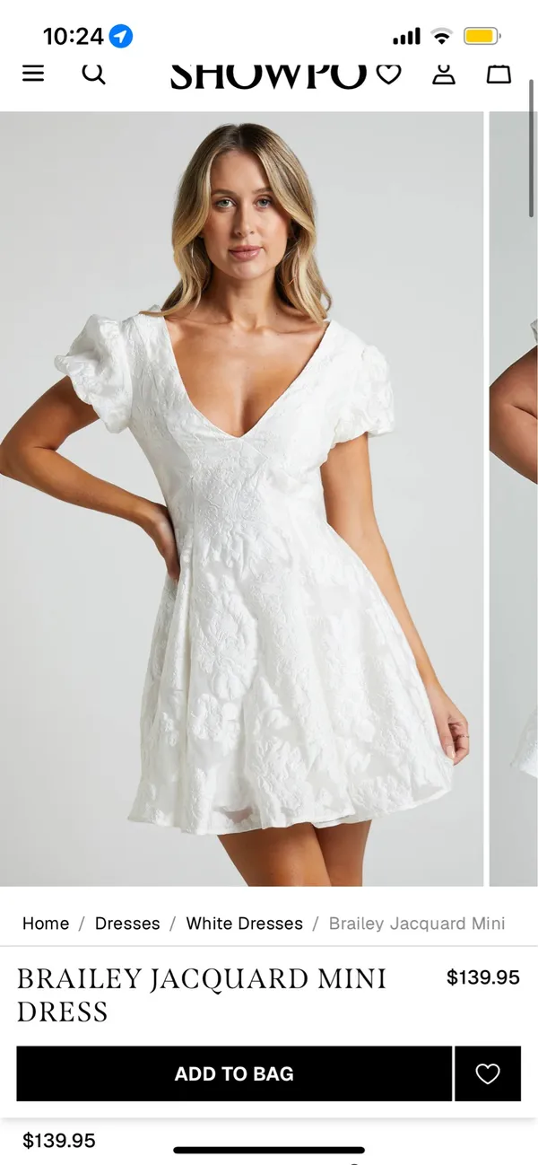 New Showpo Brailey Mini Dress Puff Sleeve Fit and Flare Dress - Small MSRP $119 - Image 2