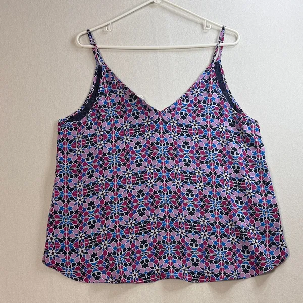 LOFT Navy, Pink & Light Blue Geometric Spaghetti-Strap Cami Top - Image 5