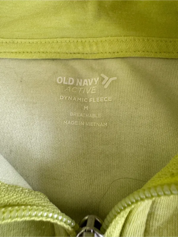 Old Navy Neon Highlighter Yellow Funnel Neck Half Zip Sweatshirt Sz Medium - Image 5