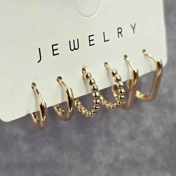 Gold Small Hoops Ring Dangle Earrings Fashion‎ Jewelry - Image 3