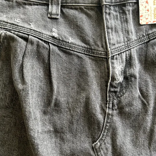 New FREE PEOPLE Sidecar Mini Denim Skirt Sanded Black Grey Size 28 UK10 ($78)‎ - Image 6