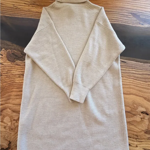 Babaton Aritzia Ribbed Turtleneck Sweater Dress Beige Oversized Small - Image 5