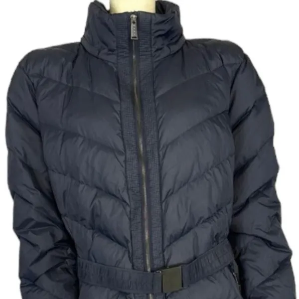 DKNY Navy puffer down 3/4 length coat with belt size 2x * - Image 3