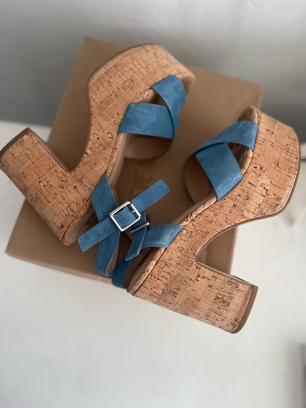 Steve Madden Brava Blue Suede Platform Heels - Image 6