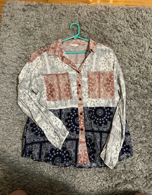 Boutique Paisley Button Down Western Blouse - Image 2