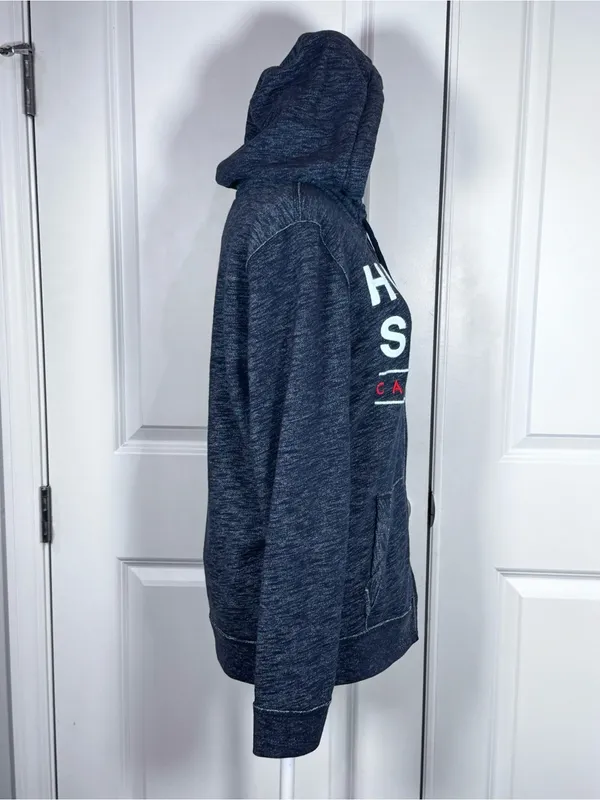 Hollister Y2K Zip Hoodie Gray Embroidered Logo California Fleece 2000s Street S - Image 5
