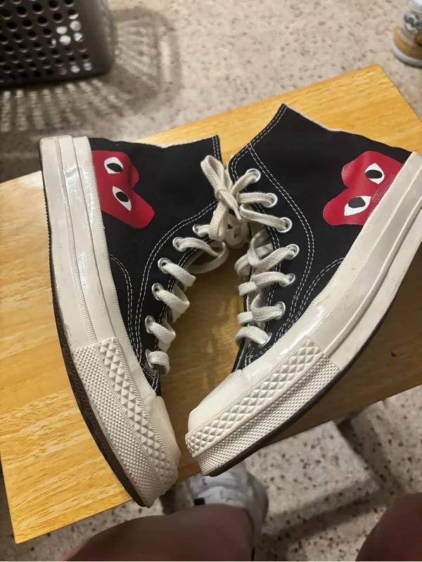 Comme des Garçons PLAY x Converse Chuck 70 high-top sneakers in black. - Image 4