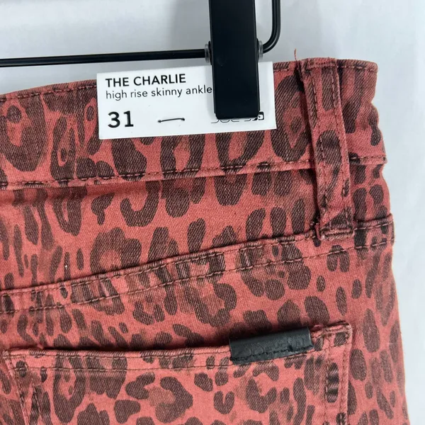 Joe's The Charlie Ankle Jean Women 31 Brown Stretch Leopard High Rise Skinny Leg - Image 7