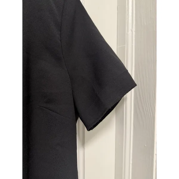Zara Womens Black Short Sleeve Scoop‎ Neck Mini Dress XL Solid Back Zip - Image 6
