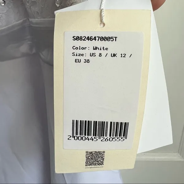 NWT TS Couture White Rhinestone Chiffon Formal Dress Size 8 - Image 6