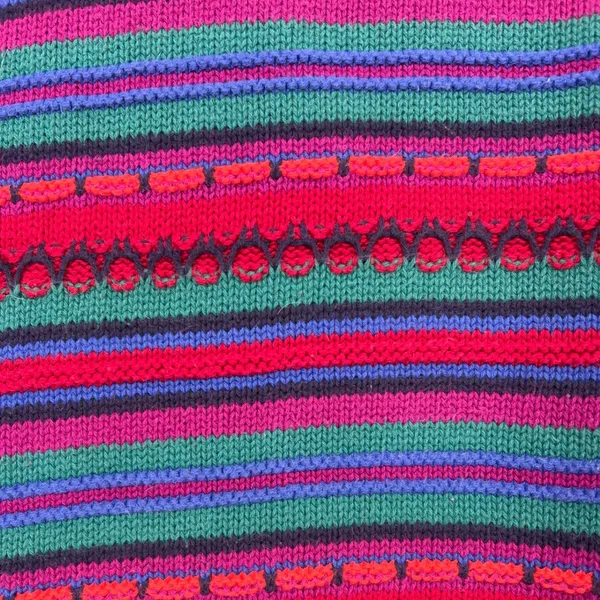 VTG 90s L.L. Bean‎ 3D Knit Sweater Medium Multicolor Stripe USA Cottage Grandma - Image 4
