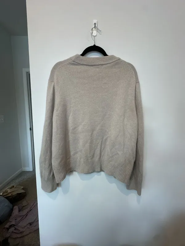 Quince 100% Mongolian Cashmere Crewneck Pullover Sweater Beige Size L - Image 3
