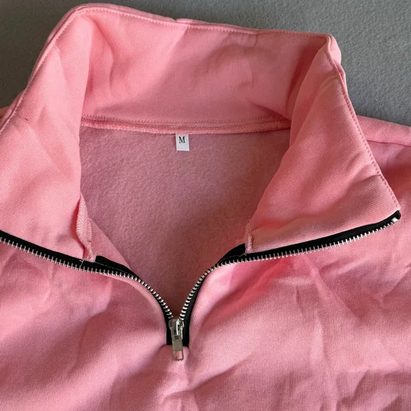 Women's Pink 1/4 Zip High Neck Sweatshirt Size Medium #260635 - Image 5