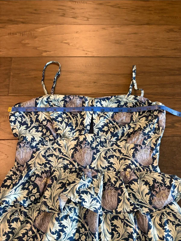 Tuckernuck Hyacinth House Blue Leafy Floral Maeve Midi Dress Sz S - Image 12